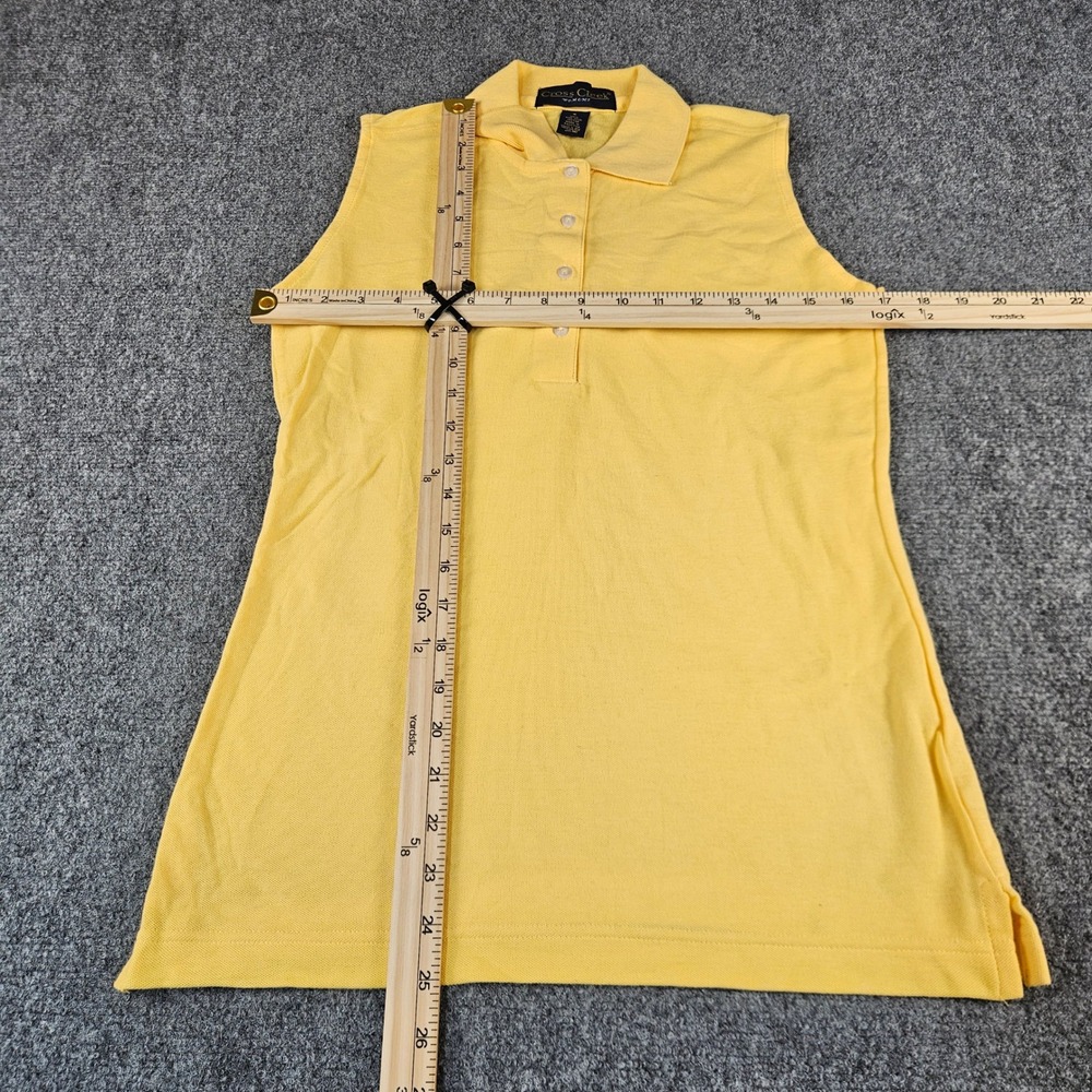 Cross Creek Womens Sleeveless Polo Shirt Yellow Cotton Pique Golf Top Size S - Picture 3 of 4